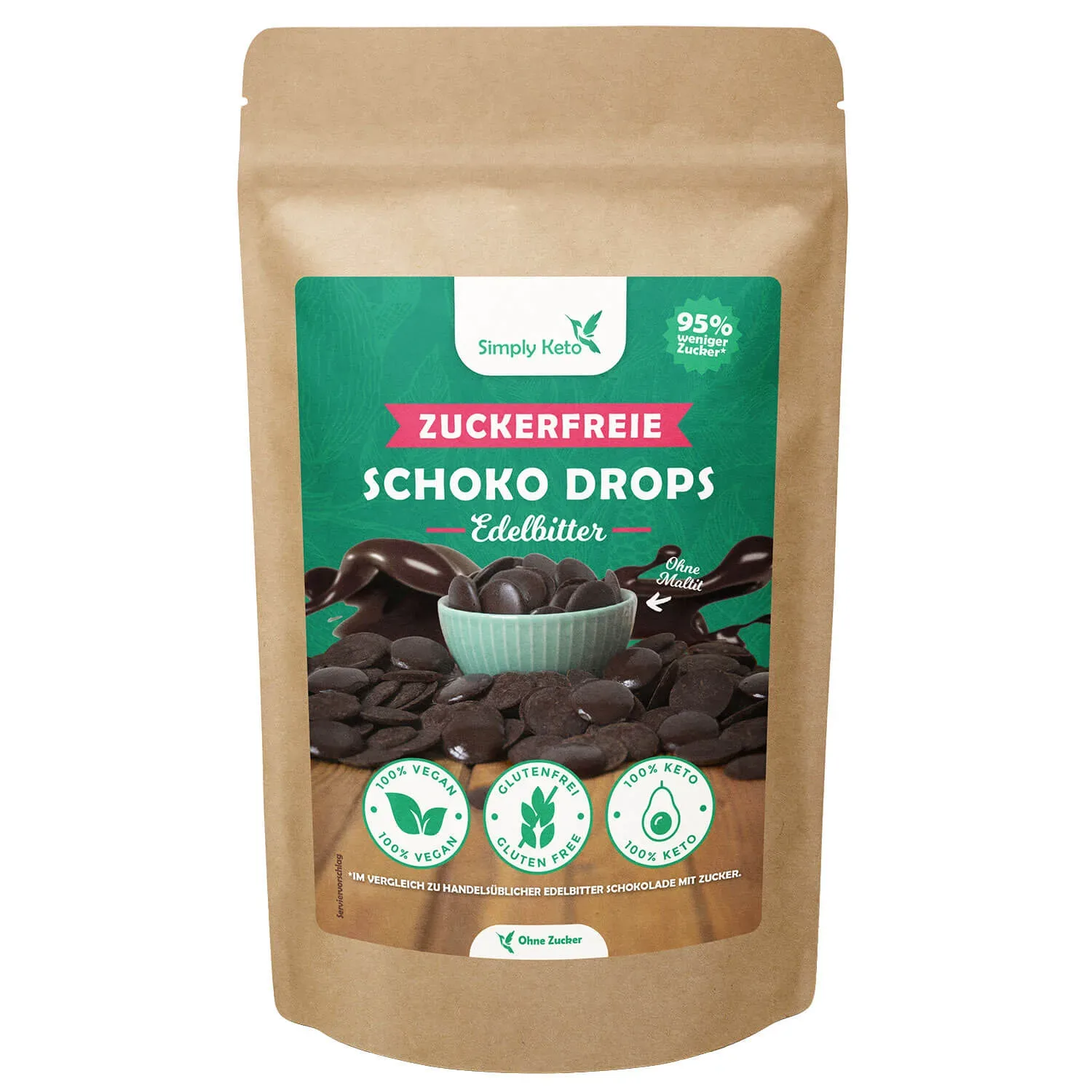 Edelbitter keto Schoko drops -200g