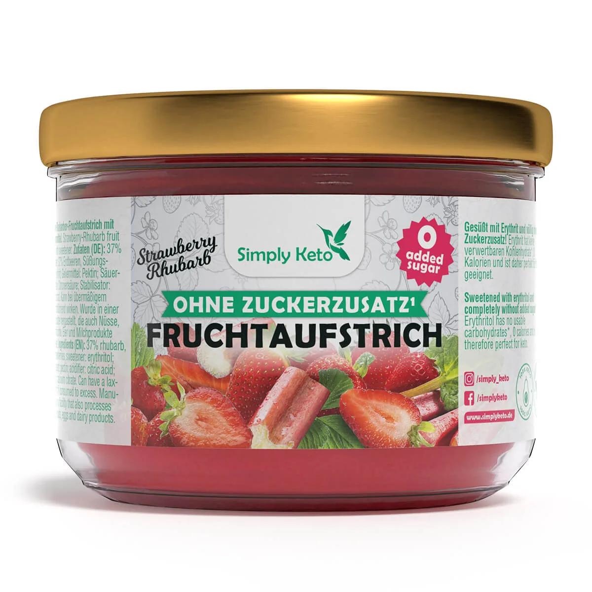 Strawberry & Rhubarb konfi -Simplyketo KetoRhabarber Erdbeer Fruchtaufstrich 230g
