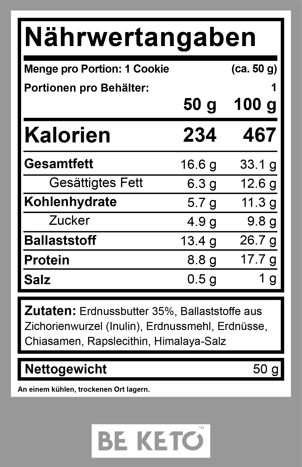 KETO-COOKIE-PEANUT-BUTTER-50G Lower-Carb* Cookie | Peanutbutter