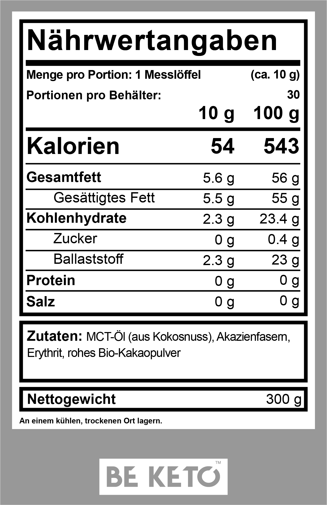 Be keto mct oil pulver - chocolate MCT-Öl-Pulver – Natürliche Schokolade