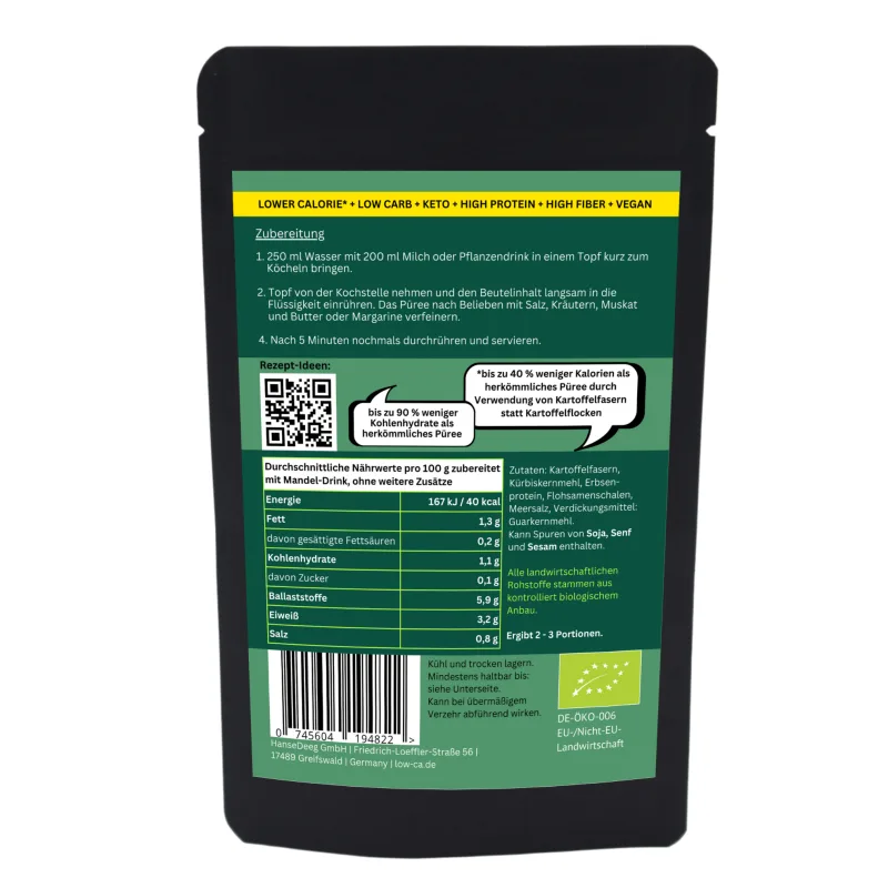 Lowcarb Püree backside Lowcarb Püree backside