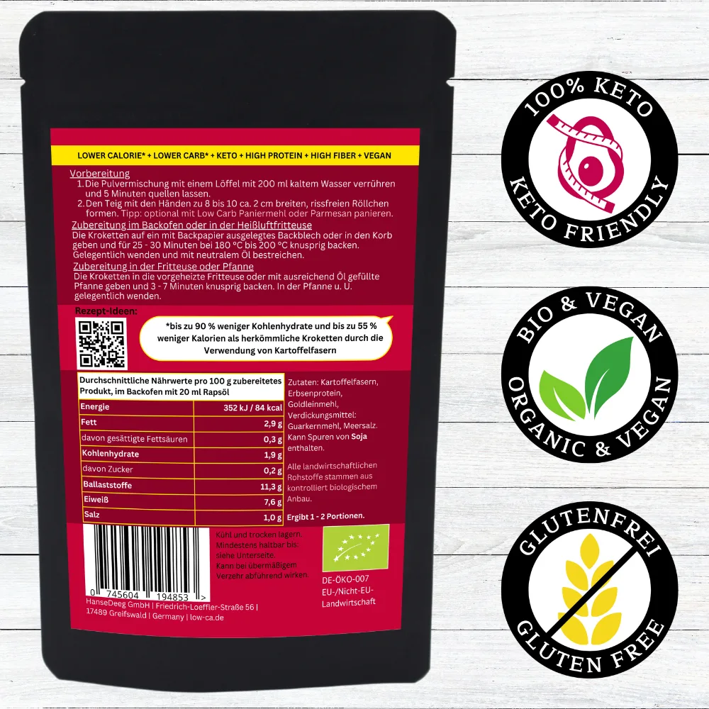 Kroketten low carb keto kalorienarm ohne Kohlenhydrate glutenfrei ohne künstliche Zusätze vegan Kroketten low carb keto kalorienarm ohne Kohlenhydrate glutenfrei ohne künstliche Zusätze vegan