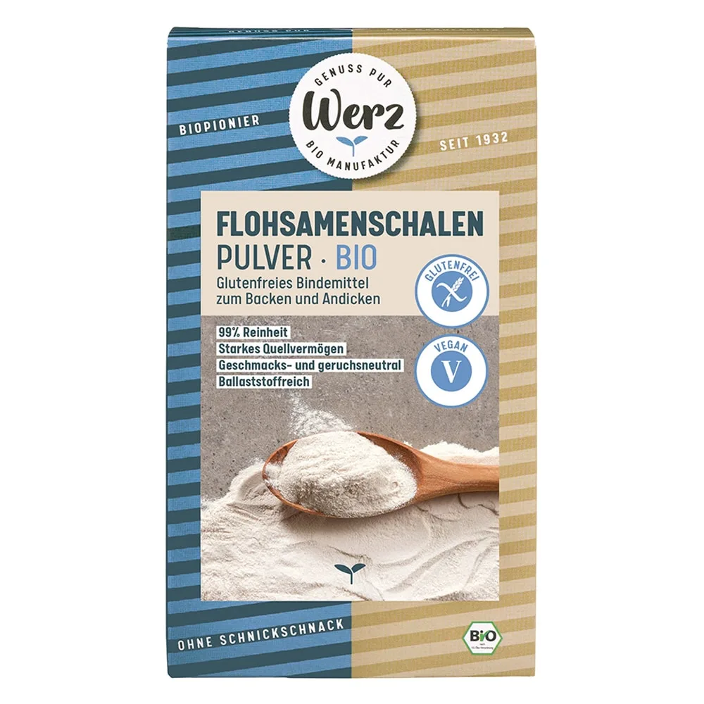 Flohsamenschalen Pulver - Bio, Glutenfrei - 500g Flohsamenschalen Pulver - Bio, Glutenfrei - 500g